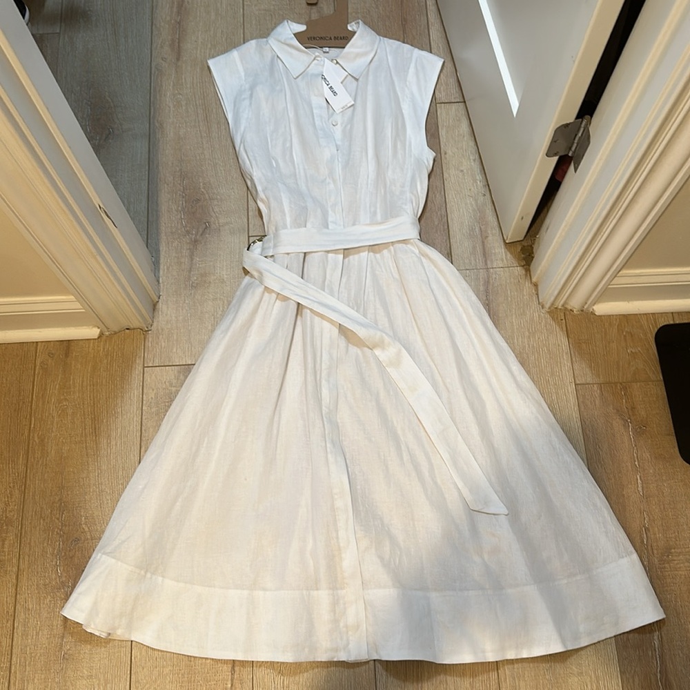 Veronica Beard Loreta Belted Linen Dress